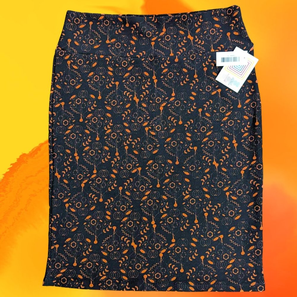LLR Cassie Pencil Skirt XL Black Orange NWT